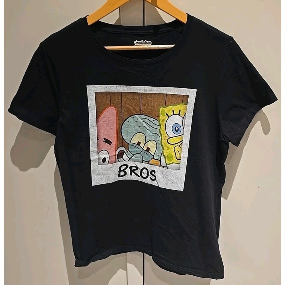 Nickelodeon Spongebob Squarepants‎ Bros Graphic Tee Black T-Shirt Large Cotton
